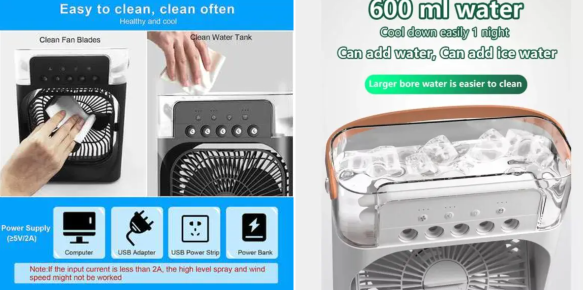 Portable USB Air Cooler Fan with Dream Light and Humidifier